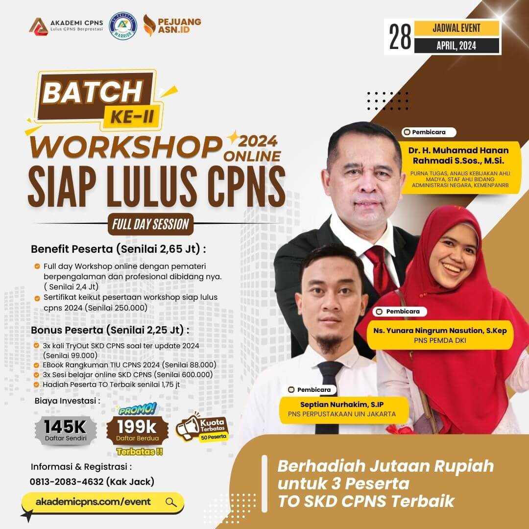 Workshop Online Siap Lulus CPNS 2024 Batch 2 &#8211; Refferal YNA
